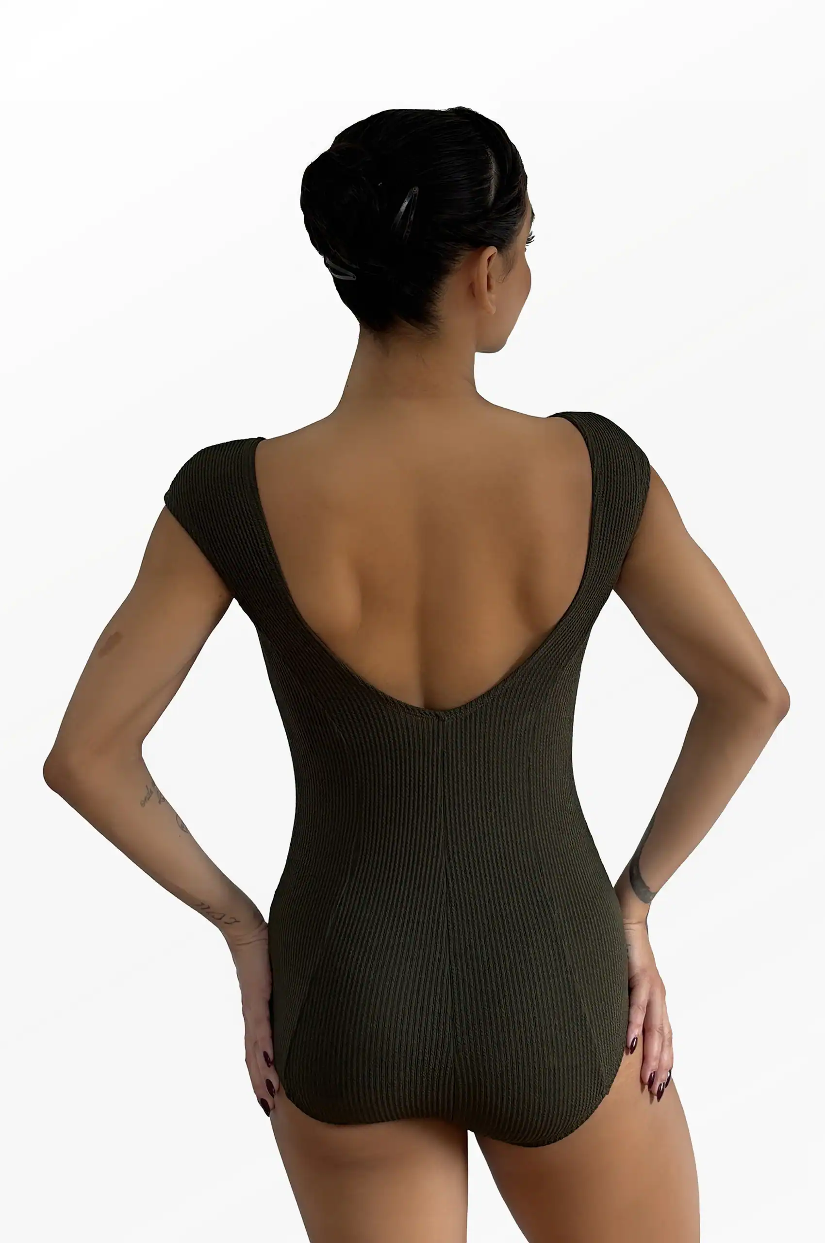 Costas do Collant Ana verde musgo versátil e estiloso, Lucia Caliman