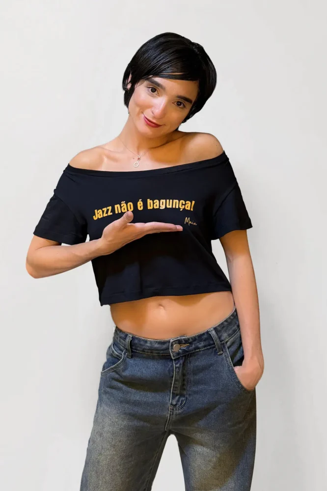 Camiseta Maia Cropped Amanda – Borogodó Dourado